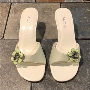 ALDO low heeled light green slides. Size 37 (6.5)